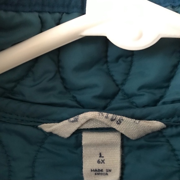 Land’s End Kids size 6X zip up turquoise vest with insulating curved pattern EUC - Picture 4 of 5